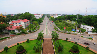 View from Patuxai in the city center of Laos